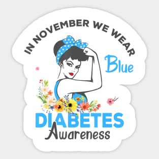 Diabetes awareness November We Wear Blue Ribbon Diabetes Gift Sticker